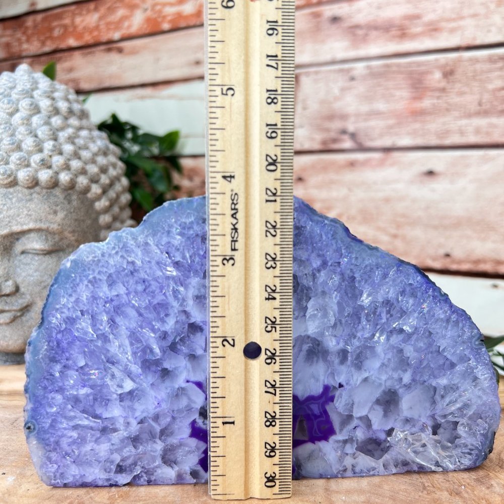 4" Purple Agate Crystal Bookend Pair - Geode Bookend - Boho Home Decor - Picture 4 of 12
